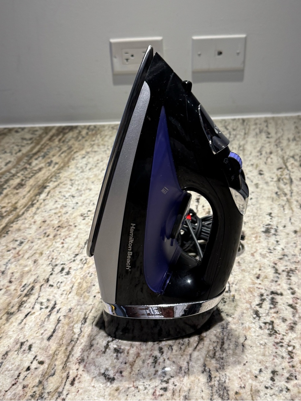 Hamilton Beach Black and Blue Steam Iron with Silver Accents